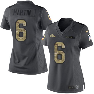 Nike Denver Broncos #6 Sam Martin Black Women's Stitched NFL Limited 2016 Salute to Service Jersey